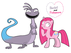 Size: 820x615 | Tagged: safe, artist:umeguru, pinkie pie, earth pony, pony, crossover, monsters inc., pinkamena diane pie, pixiv, randall (monsters inc.)