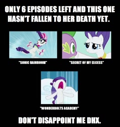 Size: 1003x1059 | Tagged: safe, edit, edited screencap, screencap, rarity, spike, dragon, pony, unicorn, season 1, season 2, season 3, secret of my excess, sonic rainboom (episode), wonderbolts academy, falling, female, male, mare, op is a cuck