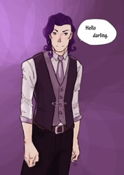 Size: 1280x1811 | Tagged: safe, artist:demdoodles, elusive, rarity, human, ask the genderswapped mane 7, clothes, humanized, necktie, rule 63, solo, vest