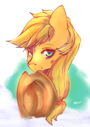 Size: 783x1107 | Tagged: safe, artist:inkytophat, applejack, earth pony, pony, female, mare, mouth hold, solo