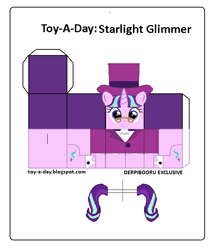 Size: 600x699 | Tagged: safe, alternate version, artist:grapefruitface1, snowfall frost, starlight glimmer, pony, unicorn, a hearth's warming tail, arts and crafts, clothes, craft, papercraft, solo, toy a day