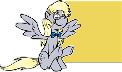 Size: 1066x630 | Tagged: safe, artist:phillipfga, derpy hooves, pegasus, pony, bowtie, female, glasses, mare, solo