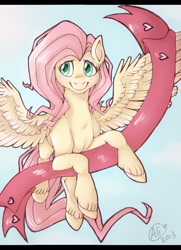 Size: 600x831 | Tagged: dead source, safe, artist:alibabbu, fluttershy, pegasus, pony, heart, solo, unshorn fetlocks