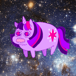 Size: 600x600 | Tagged: safe, artist:kicksatanout, derpibooru import, twilight sparkle, solo, space, wingding eyes