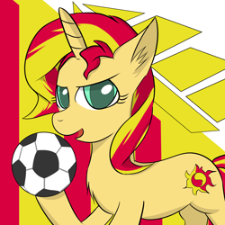 Size: 3000x3000 | Tagged: safe, artist:yinglongfujun, sunset shimmer, pony, unicorn, fc united, football, manchester, ponified, solo