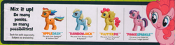 Size: 851x220 | Tagged: safe, derpibooru import, applejack, fluttershy, pinkie pie, rainbow dash, twilight sparkle, earth pony, pony, fusion, pony pop, toy