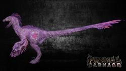 Size: 700x394 | Tagged: safe, derpibooru import, twilight sparkle, dinosaur, barely pony related, black background, feathered dinosaur, mod, novaraptor, primal carnage, simple background, skin