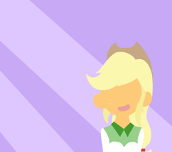 Size: 820x724 | Tagged: safe, artist:maareep, artist:typhwosion, applejack, equestria girls, abstract background, applejack's hat, cowboy hat, female, hat, lineless, minimalist, modern art, open mouth, smiling, solo, wallpaper