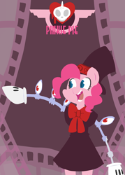 Size: 700x980 | Tagged: safe, artist:coggler, pinkie pie, earth pony, pony, crossover, peacock (skullgirls), skullgirls, solo