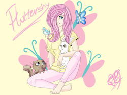 Size: 1200x900 | Tagged: safe, artist:samikou, fluttershy, human, humanized, solo