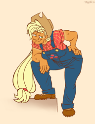 Size: 600x780 | Tagged: safe, artist:meeoh, applejack, humanized, pony coloring, solo