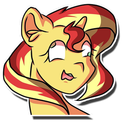 Size: 512x512 | Tagged: safe, artist:kenishra, sunset shimmer, pony, unicorn, crazy face, derp, faic, silly, silly pony, simple background, solo, transparent background