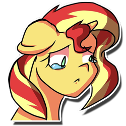 Size: 512x512 | Tagged: safe, artist:kenishra, sunset shimmer, pony, unicorn, female, mare, sad, simple background, solo, sunsad shimmer, teary eyes