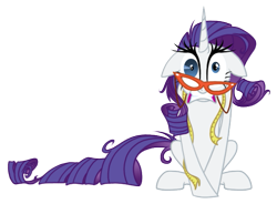 Size: 613x452 | Tagged: safe, artist:grievousfan, rarity, pony, unicorn, glasses, measuring tape, solo