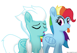 Size: 888x618 | Tagged: safe, artist:moonlightdisney5, derpibooru import, fleetfoot, rainbow dash, pegasus, pony, newbie dash, dynamic dash, movie accurate, scene interpretation, simple background, tongue out, towel, transparent background