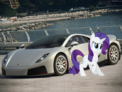 Size: 1600x1200 | Tagged: safe, rarity, car, gta spano, irl, photo, ponies in real life, ponies with cars, solo