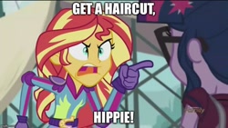 Size: 800x450 | Tagged: safe, edit, edited screencap, screencap, sci-twi, sunset shimmer, twilight sparkle, equestria girls, friendship games, angry, exploitable meme, hypocritical humor, image macro, meme, soldier, sunset yells at twilight, team fortress 2