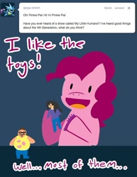 Size: 500x647 | Tagged: safe, artist:steveholt, pinkie pie, human, doll, pinkie pie answers, solo, toy, tumblr