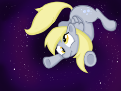 Size: 900x675 | Tagged: safe, artist:doodlinjaz, derpy hooves, pegasus, pony, female, mare, solo, space, underhoof