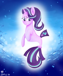 Size: 1500x1800 | Tagged: safe, artist:mangoxlsxls16, starlight glimmer, pony, seapony (g4), unicorn, ocean, seaponified, seapony starlight glimmer, solo, species swap