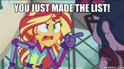 Size: 600x337 | Tagged: safe, edit, edited screencap, screencap, sci-twi, sunset shimmer, twilight sparkle, equestria girls, friendship games, angry, chris jericho, exploitable meme, image macro, meme, sunset yells at twilight, wwe