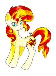 Size: 760x1034 | Tagged: safe, artist:chiuuchiuu, sunset shimmer, pony, simple background, solo, traditional art, transparent background