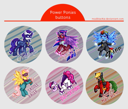 Size: 635x544 | Tagged: safe, artist:madblackie, derpibooru import, applejack, fili-second, fluttershy, masked matter-horn, mistress marevelous, pinkie pie, radiance, rainbow dash, rarity, saddle rager, twilight sparkle, twilight sparkle (alicorn), zapp, alicorn, earth pony, pegasus, pony, unicorn, power ponies (episode), female, mane six, mare, power ponies