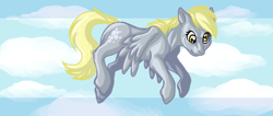 Size: 885x375 | Tagged: safe, artist:crashspyro98, derpy hooves, pegasus, pony, cloud, cloudy, female, flying, mare, sky, solo