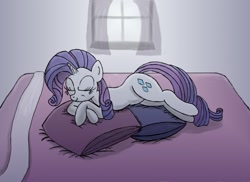 Size: 1049x762 | Tagged: safe, artist:mortris, rarity, pony, unicorn, bed, pillow, resting, solo