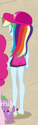 Size: 303x1000 | Tagged: safe, derpibooru import, screencap, pinkie pie, rainbow dash, spike, spike the regular dog, dog, better together, equestria girls, forgotten friendship, clothes, cropped, rear view, swimsuit