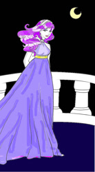 Size: 538x972 | Tagged: safe, artist:gracerats245, rarity, human, clothes, dress, humanized, makeup, moon, night, solo