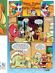 Size: 720x960 | Tagged: safe, idw, applejack, big macintosh, derpy hooves, granny smith, rarity, earth pony, pony, unicorn, spoiler:comic, spoiler:comicff8, idw advertisement, male, planes trains and automobiles, preview, stallion, thelma and louise