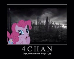 Size: 750x600 | Tagged: safe, pinkie pie, earth pony, pony, 4chan, demotivational poster, meme, vulgar