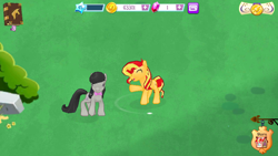 Size: 960x540 | Tagged: safe, octavia melody, sunset shimmer, earth pony, pony, unicorn, gameloft, gameloft shenanigans