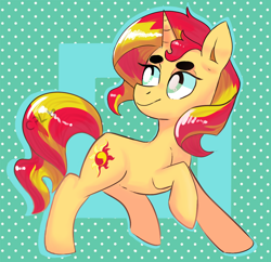 Size: 1280x1240 | Tagged: safe, artist:cosmic-pincel, sunset shimmer, pony, unicorn, abstract background, backwards cutie mark, solo