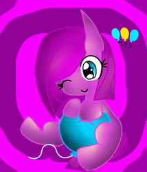 Size: 655x766 | Tagged: safe, artist:ameliayap, pinkie pie, earth pony, pony, balloon, pinkamena diane pie, solo