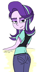 Size: 1738x3094 | Tagged: safe, artist:silverwing, starlight glimmer, equestria girls, mirror magic, spoiler:eqg specials, ass, bedroom eyes, clothes, female, jeans, legs, pants, shirt, simple background, solo, transparent background, vest
