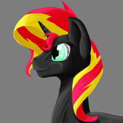 Size: 1000x1000 | Tagged: safe, artist:vchart920, sunset shimmer, pony, unicorn, gray, simple background, solo