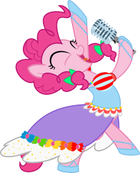 Size: 1542x1904 | Tagged: safe, artist:nstone53, pinkie pie, earth pony, pony, clothes, dress, microphone, simple background, solo, transparent background, vector