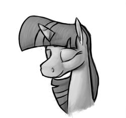 Size: 653x611 | Tagged: safe, artist:enma-darei, derpibooru import, twilight sparkle, black and white, grayscale, monochrome, sketch, solo