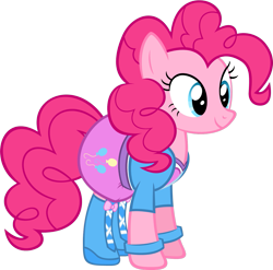 Size: 1341x1323 | Tagged: safe, artist:zacatron94, pinkie pie, earth pony, pony, clothes, equestria girls outfit, simple background, solo, transparent background, vector