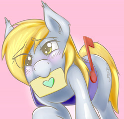 Size: 5655x5403 | Tagged: safe, artist:swordkirby, derpy hooves, pegasus, pony, absurd resolution, blushing, cute, derpy inside a mailbox, female, letter, looking at you, love letter, mailbox, mailmare, mare, solo