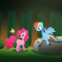Size: 2000x2000 | Tagged: safe, artist:light262, pinkie pie, rainbow dash, earth pony, pegasus, pony, crossover, forest, high res, wakfu