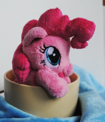 Size: 1373x1600 | Tagged: artist needed, safe, pinkie pie, cute, ebay, fluffy, irl, photo, plushie, solo, teacup
