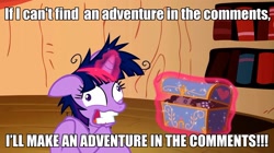 Size: 1280x717 | Tagged: safe, derpibooru import, edit, edited screencap, screencap, smarty pants, twilight sparkle, lesson zero, chest, drama, image macro, magic, meme, meta, solo, telekinesis, twilight snapple