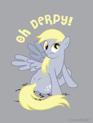 Size: 768x1024 | Tagged: safe, artist:cow41087, derpy hooves, pegasus, pony, female, iron plot, mare, oh you, oh you dog, solo