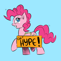 Size: 800x790 | Tagged: safe, artist:tiki2, artist:xioade, pinkie pie, earth pony, pony, hype, sign, solo