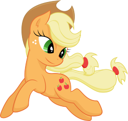 Size: 7620x7218 | Tagged: safe, artist:abion47, artist:kp-shadowsquirrel, applejack, earth pony, pony, absurd resolution, cowboy hat, hat, jumping, looking back, simple background, solo, transparent background, vector