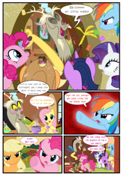 Size: 3500x4951 | Tagged: safe, artist:light262, applejack, discord, fluttershy, pinkie pie, rainbow dash, rarity, twilight sparkle, twilight sparkle (alicorn), alicorn, earth pony, pegasus, pony, unicorn, comic:timey wimey, comic, facehoof, female, mane six, mare