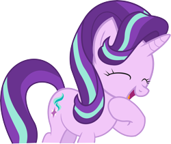 Size: 6536x5528 | Tagged: safe, artist:jdrus, starlight glimmer, pony, unicorn, absurd resolution, cute, eyes closed, glimmerbetes, laughing, open mouth, raised hoof, simple background, solo, transparent background, vector